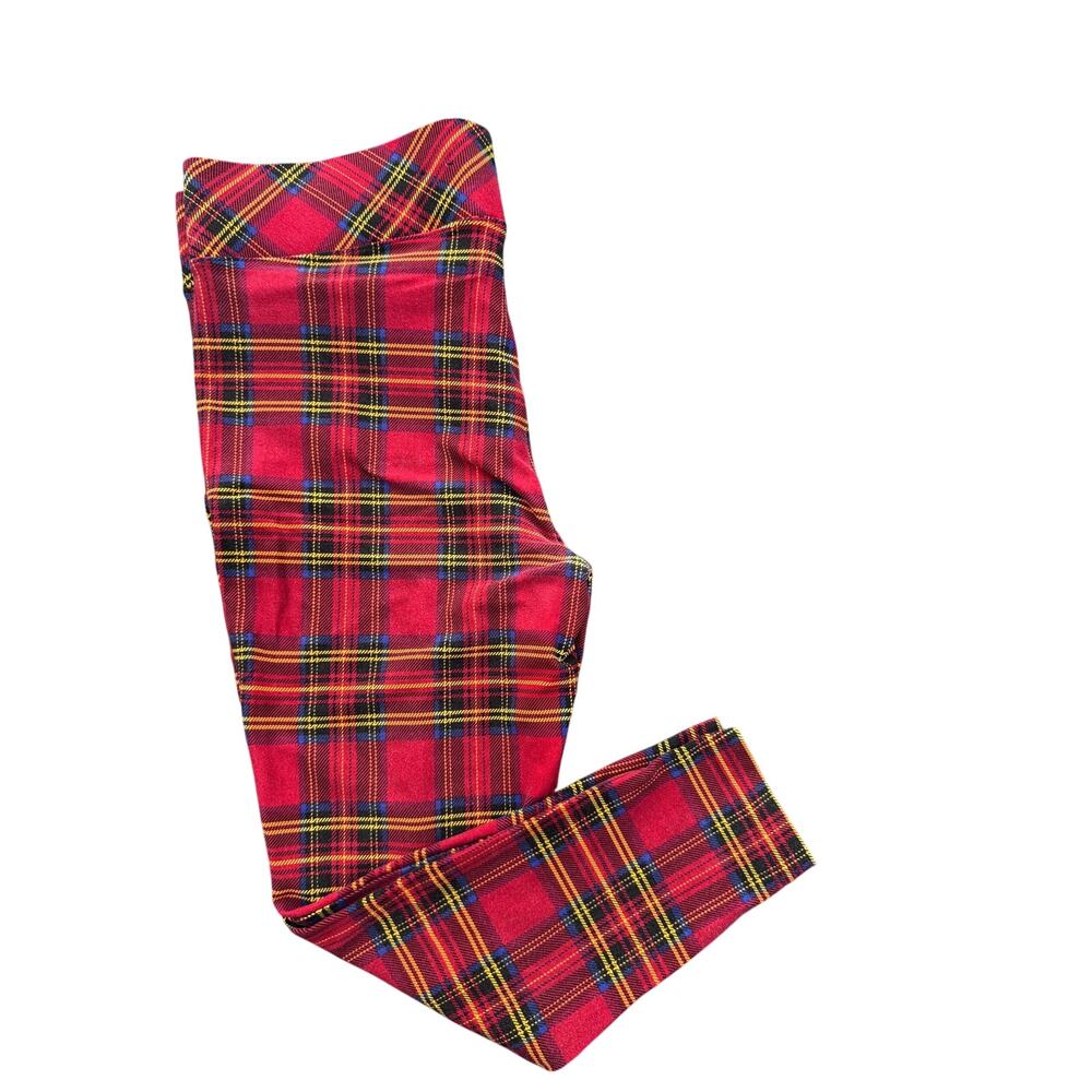 Torrid Betsey Johnson Red Plaid Leggings Size 3 Plus Tartan Pull On
